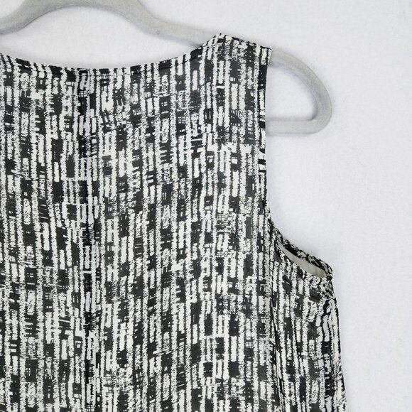 J Jill Dress Women Small Black White Pleated Sleeveless Knee Length Shift Casual - Picture 13 of 13